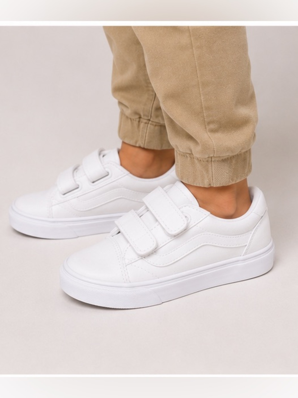 Vans Kids White Velcro Skate Sneakers